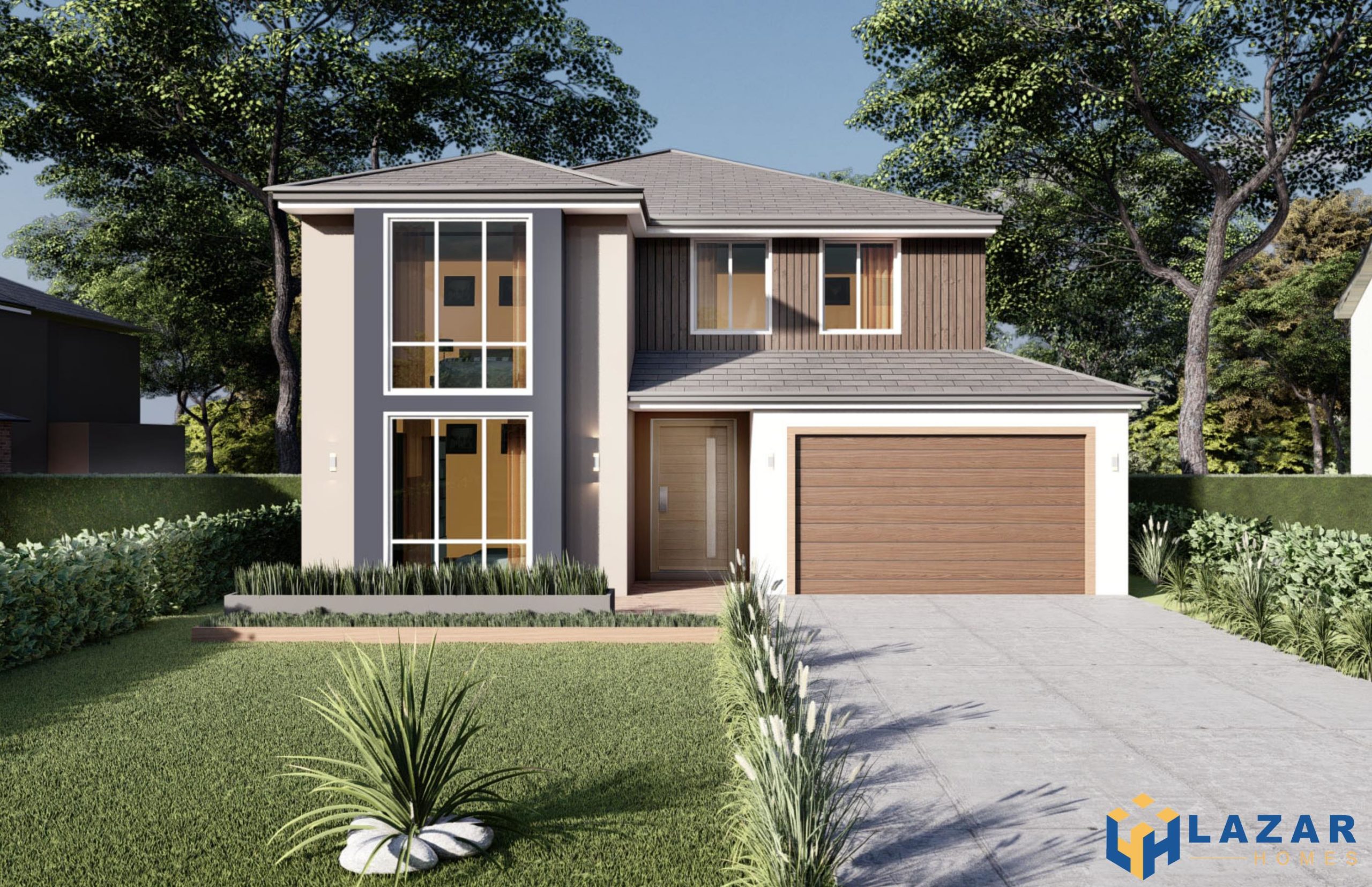 Large modern contemporary house in wood and concrete